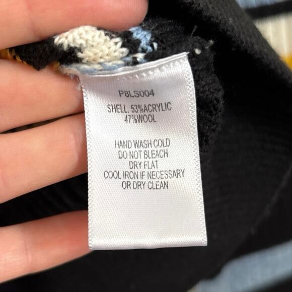 Parker Montego Striped Ruffle Accent Wool Blend Sweater Small - Picture 6 of 6